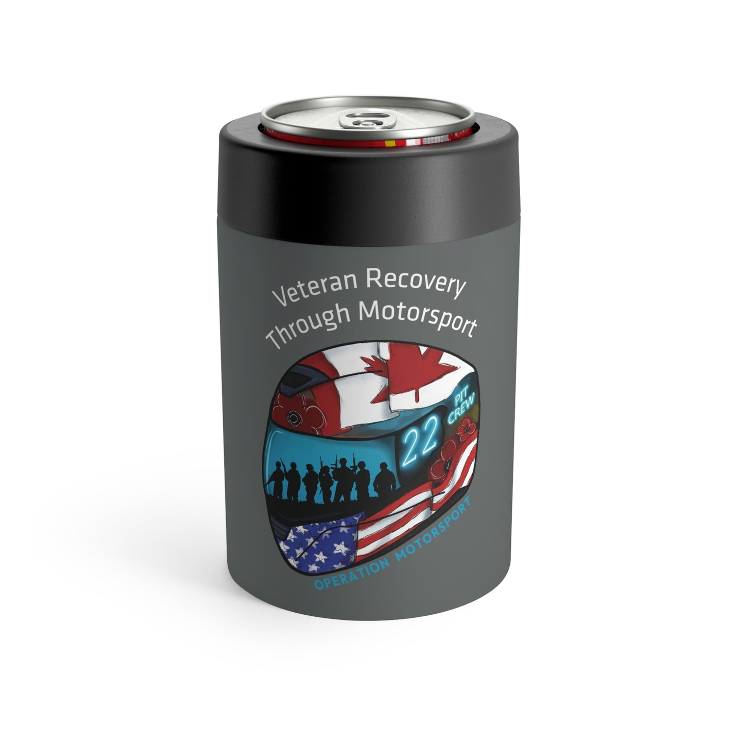Operation Motorsport 12oz Can Cooler (Dark Grey)