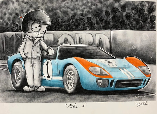 “Miles 1” The fourth edition from artist Fabio Napoleoni, “Miles 1″ was exclusively created for Operation Motorsport. This 9.5″ x 13” print image pays homage to both Ken Miles and the fabulous Ford GT40 and directly benefits Operation Motorsport beneficiaries.  Operation Motorsport helps veterans find a transition from military life to a new venture and possible career in motorsport racing.